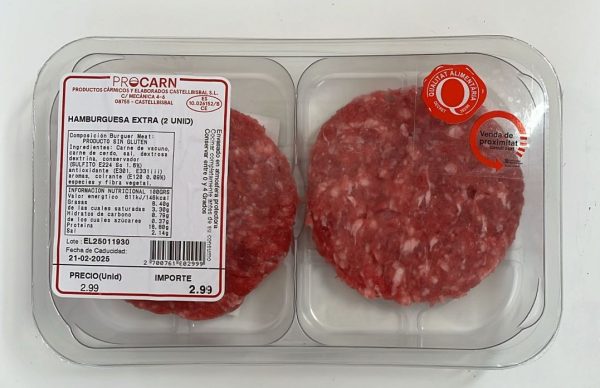 PRO761 HAMBURGUESA EXTRA 2 UNID.