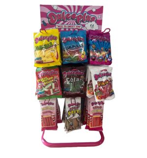 DUL001 EXPOSITOR CHUCHES BOLSA DE 100GR.108U.